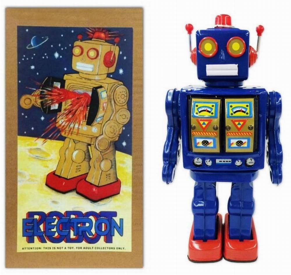 D-Cell Electron Robot Tin Toy Battery Operated ME100 Robot Mr SILVER 