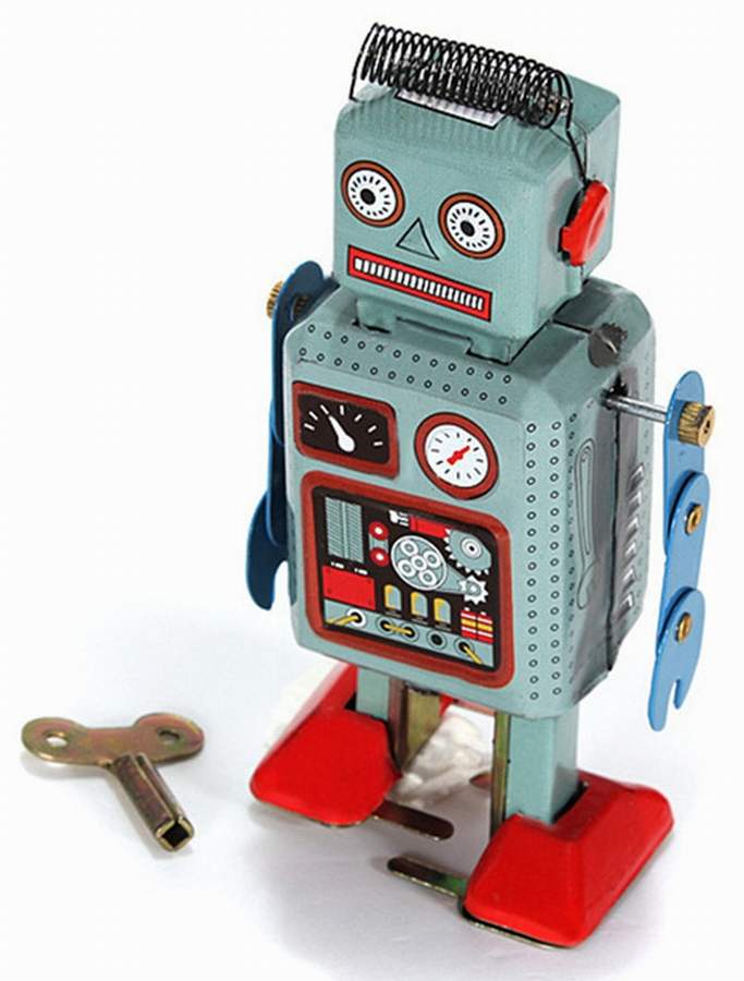 MS294 Radiocon Robot Retro Clockwork Wind Up Tin Toy w/Box 