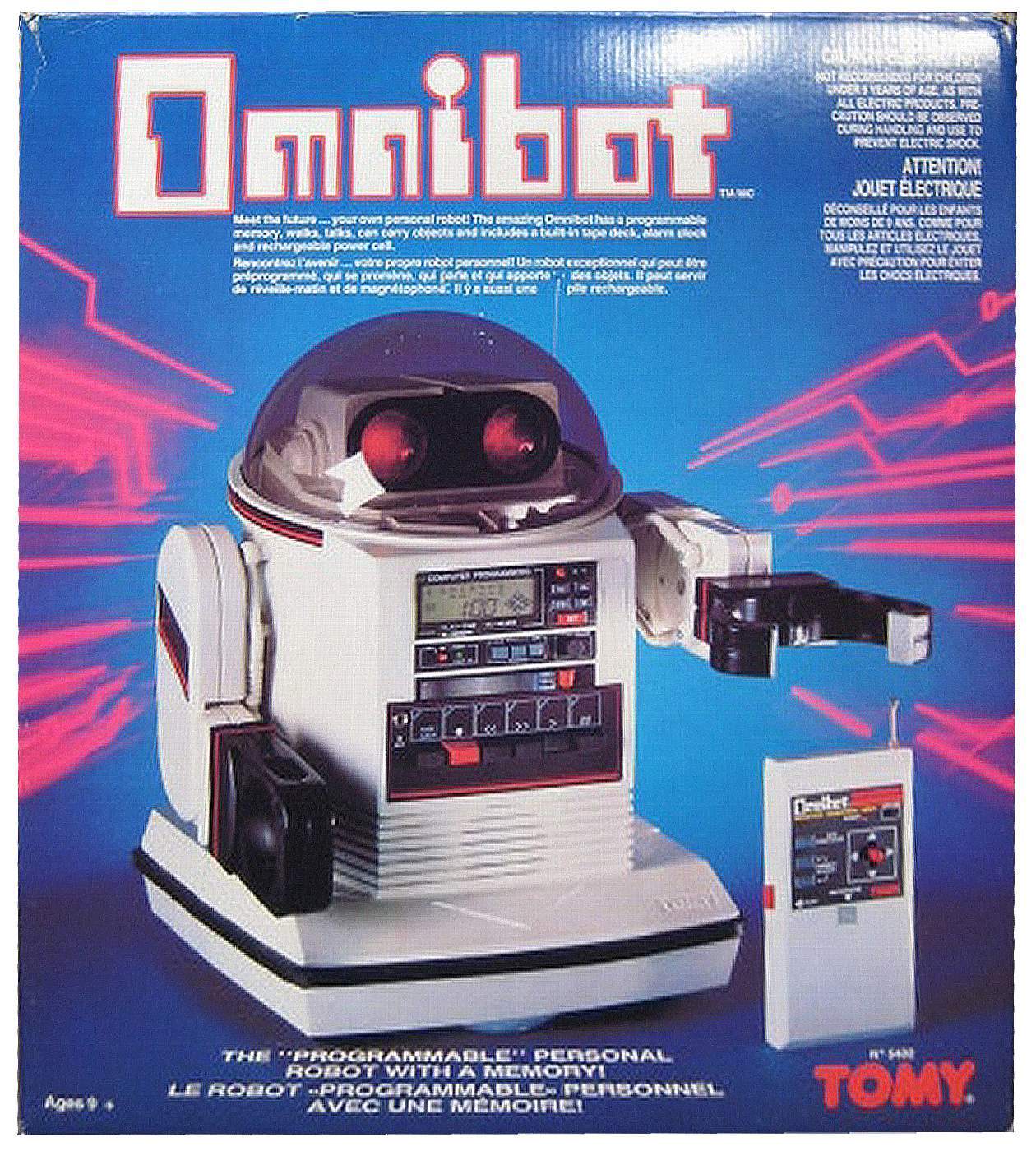 1980's Tomy Omnibot 5402 RC Tape Player Cassette Robot Remote  Tested continuity 