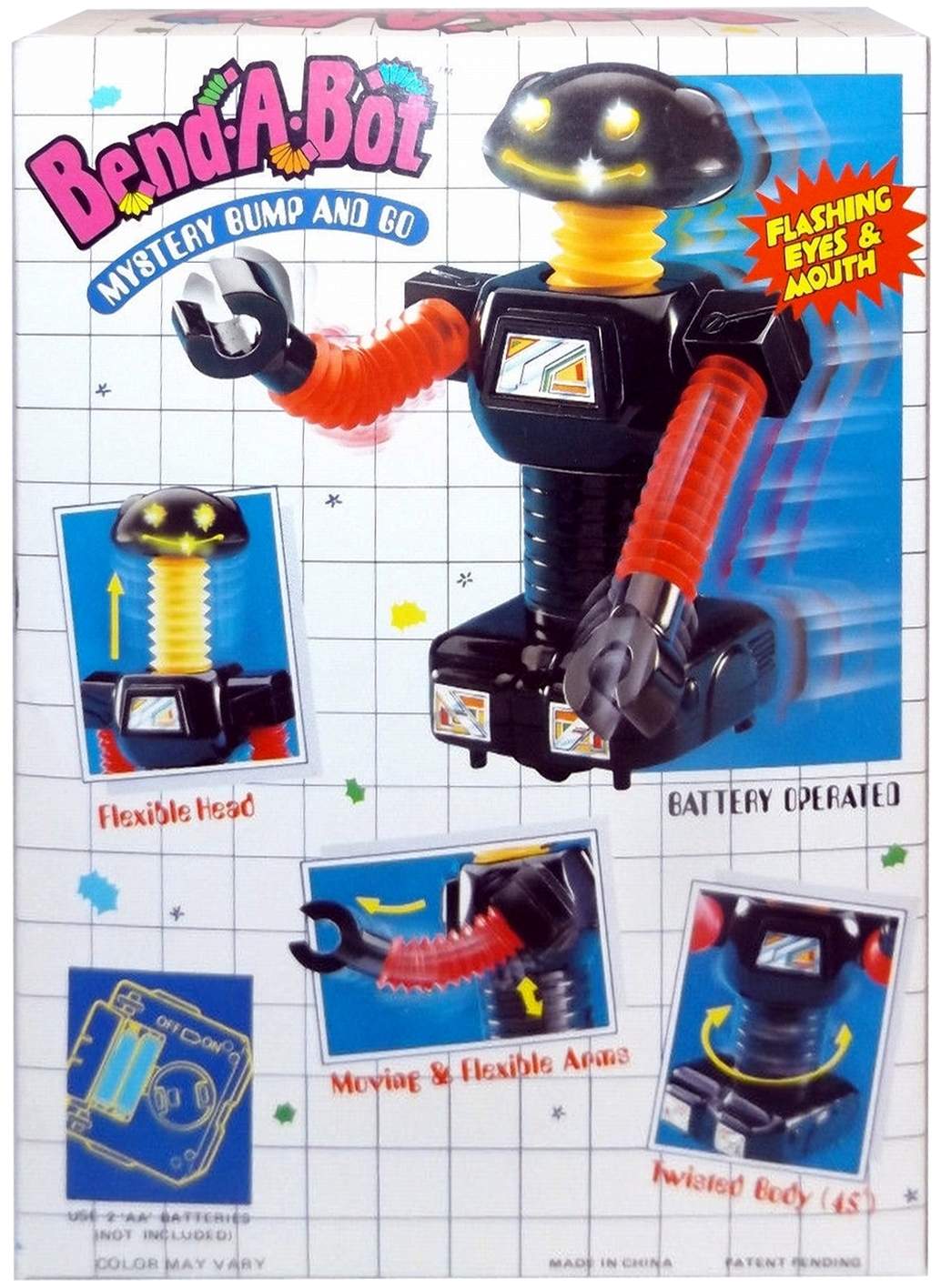Vintage Battery Operated BEND-A-BOT ROBOT SPACE-BOT version MIB 1990's 