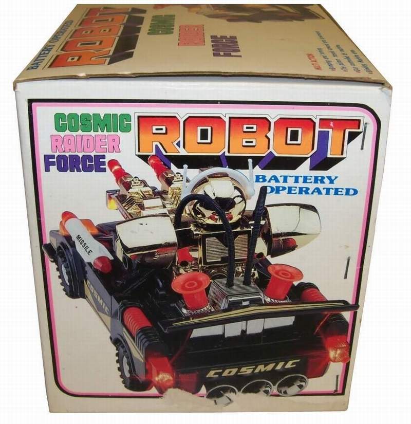 COSMIC RAIDER FORCE ROBOT ~ VINTAGE NOS BATTERY OPERATED CAR IN ORIGINAL BOX! 