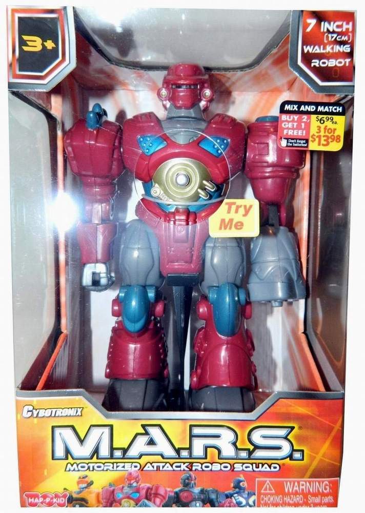 Mars Cybotronix Motorized Attack Robo Squad 7" Walking Red Robot for sale online 