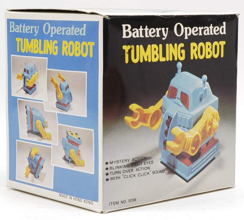 vintage robot toys having a meeting with the boss Stock Photo